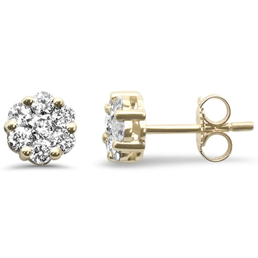 Muse Jewelry .73ct G SI 14K Yellow Gold Diamond Flower Stud Earrings