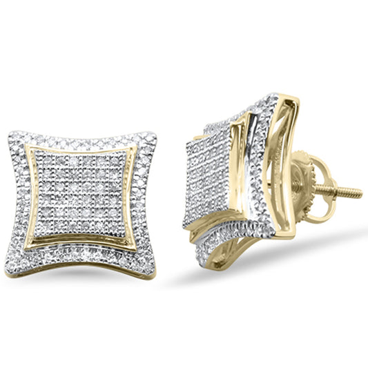 Muse Jewelry .41CT G SI 10K Yellow Gold Diamond Square Micro Pave Stud Earrings