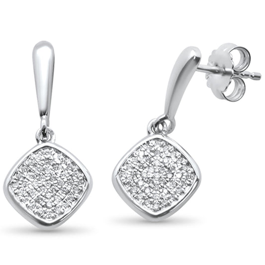 Muse Jewelry .22CT G SI 10K White Gold Diamond Micro Pave Diamond Drop Earrings