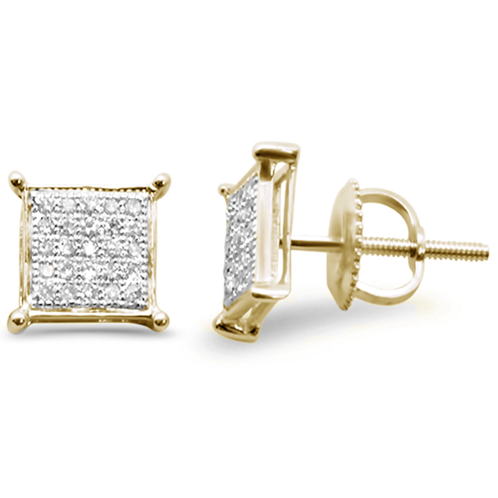 Muse Jewelry .15ct G SI 10K Yellow Gold Diamond Square Micro Pave Earrings