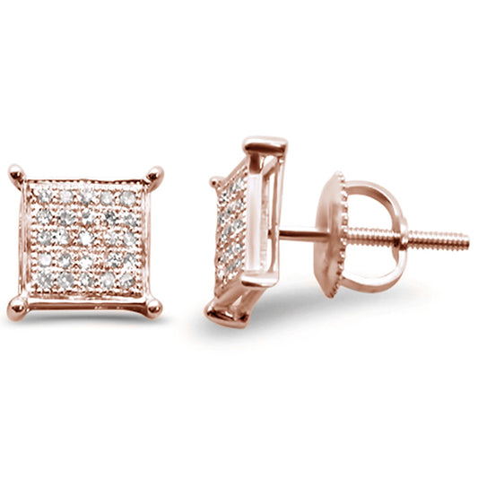 Muse Jewelry .15ct G SI 10K Rose Gold Diamond Square Micro Pave Earrings