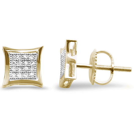 Muse Jewelry .12ct G SI 10K Yellow Gold Diamond Square Micro Pave Earrings