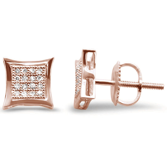 Muse Jewelry .10ct G SI 10K Rose Gold Diamond Square Micro Pave Earrings