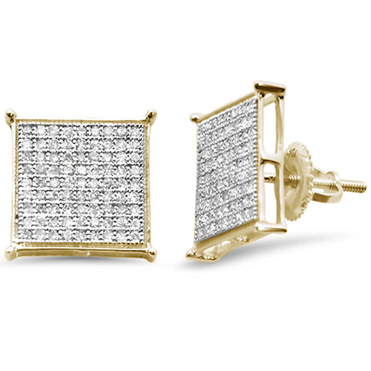 Muse Jewelry .52ct G SI 10K Yellow Gold Diamond Square Micro Pave Earrings