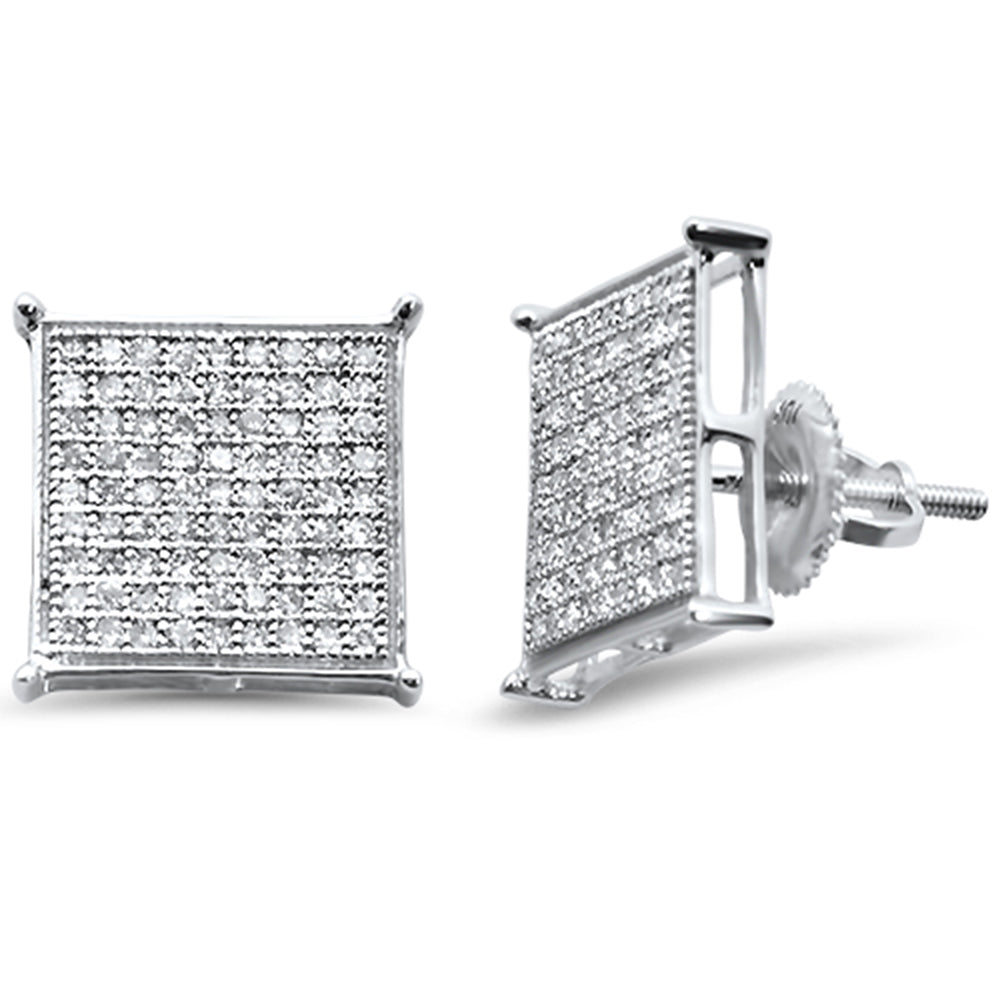 Muse Jewelry .50ct G SI 10K White Gold Diamond Square Micro Pave Earrings