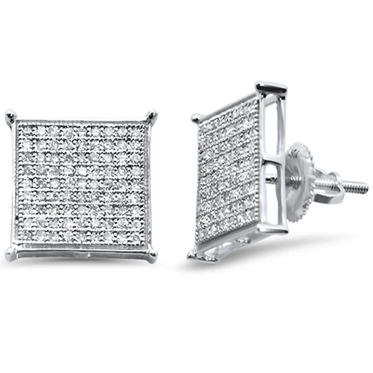 Muse Jewelry .50ct G SI 10K White Gold Diamond Square Micro Pave Earrings