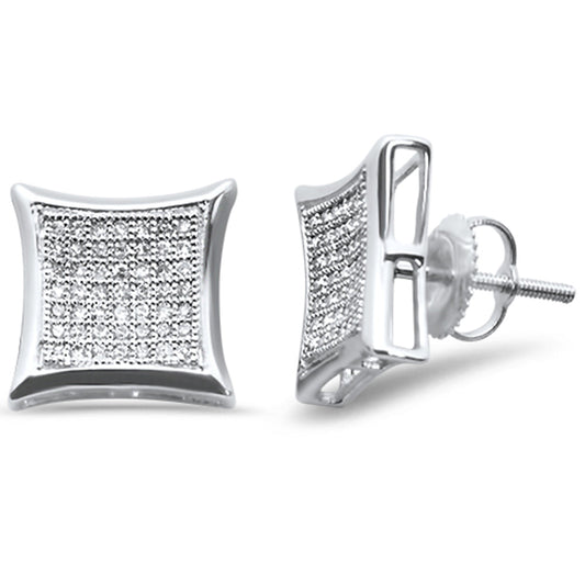 Muse Jewelry .29ct G SI 10K White Gold Diamond Square Micro Pave Earrings