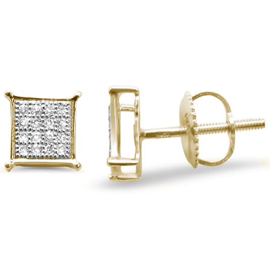 Muse Jewelry .10ct G SI 10K Yellow Gold Diamond Square Micro Pave Earrings