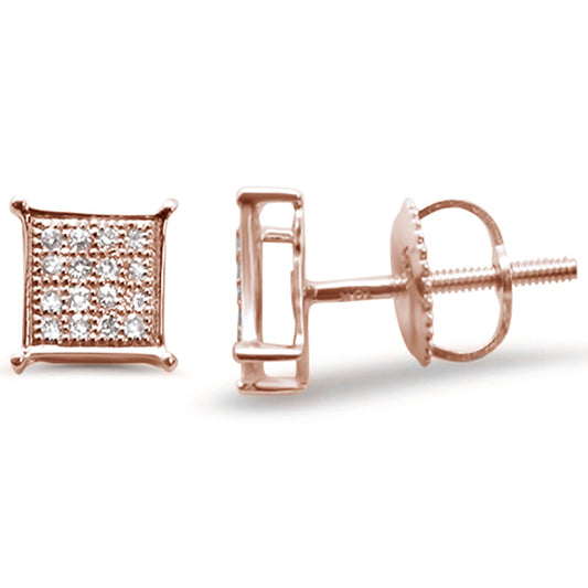 Muse Jewelry .12ct G SI 10K Rose Gold Diamond Square Micro Pave Earrings