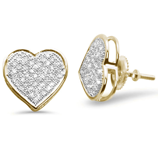 Muse Jewelry .33ct G SI 10K Yellow Gold Diamond Heart Micro Pave Earrings