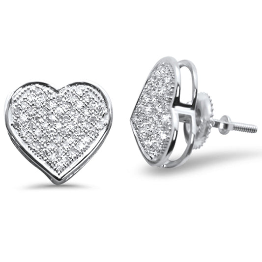 Muse Jewelry .36ct G SI 10K White Gold Diamond Heart Shaped Micro Pave Earrings
