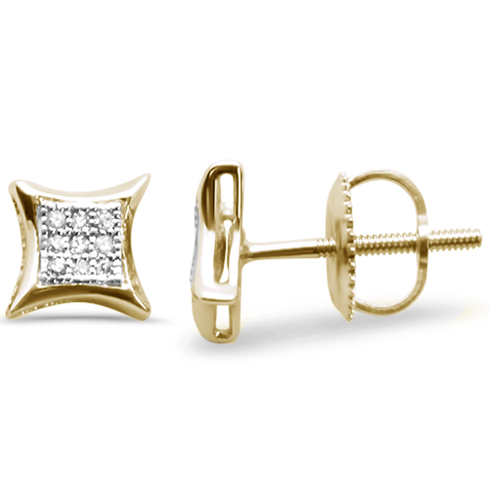 Muse Jewelry .06ct G SI 10K Yellow Gold Diamond Square Micro Pave Earrings