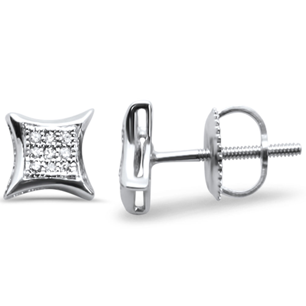 Muse Jewelry .06ct G SI 10K White Gold Diamond Square Micro Pave Earrings