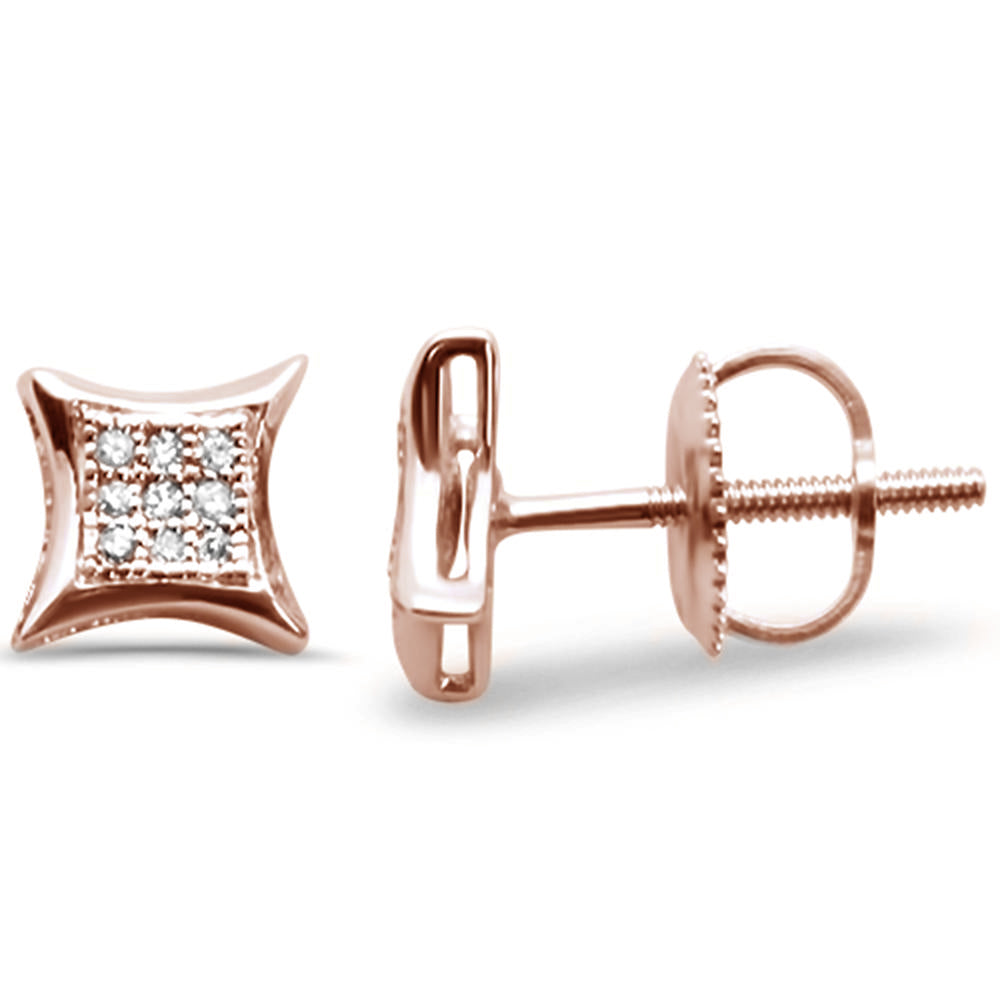 Muse Jewelry .06ct G SI 10K Rose Gold Diamond Square Micro Pave Earrings