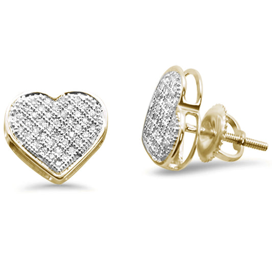 Muse Jewelry .27ct G SI 10K Yellow Gold Diamond Heart Shaped Micro Pave Earrings