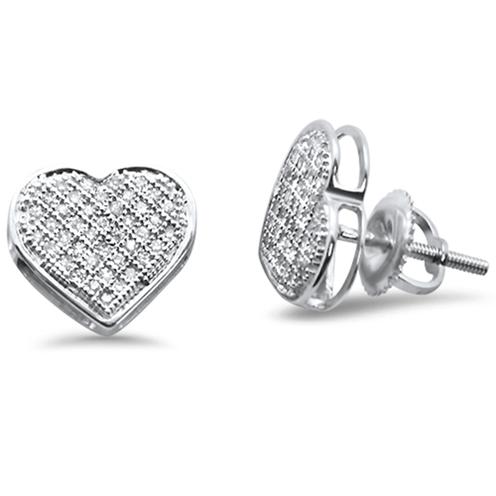 Muse Jewelry .26ct G SI 10K White Gold Diamond Heart Shaped Micro Pave Earrings