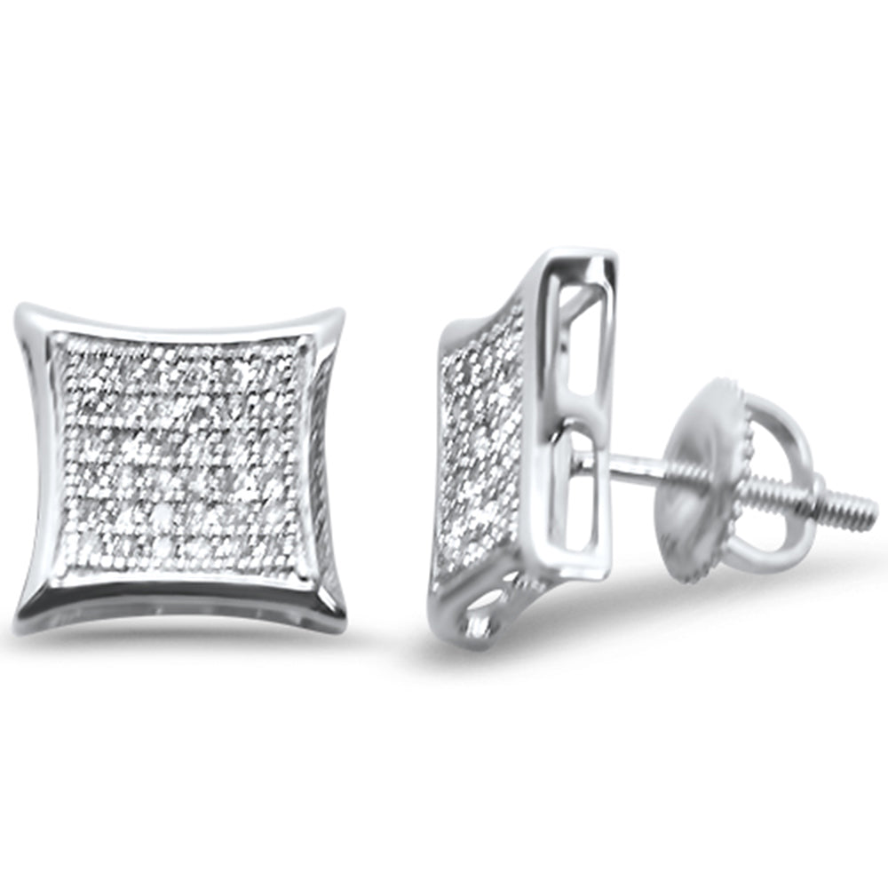 Muse Jewelry .24ct G SI 10K White Gold Diamond Square Micro Pave Earrings