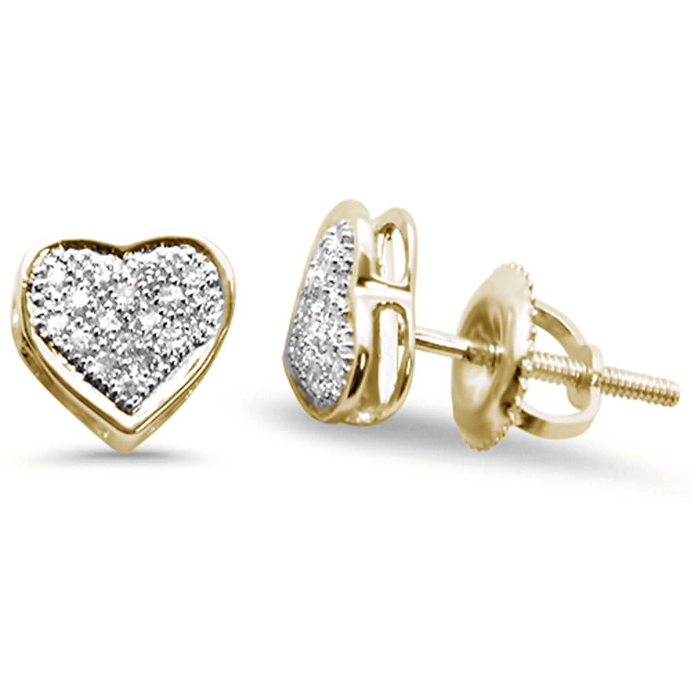 Muse Jewelry .12ct G SI 10K Yellow Gold Diamond Heart Shaped Micro Pave Earrings