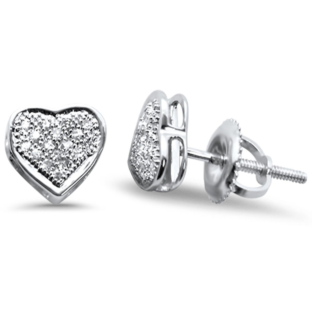 Muse Jewelry .10ct G SI 10K White Gold Diamond Heart Shaped Micro Pave Earrings