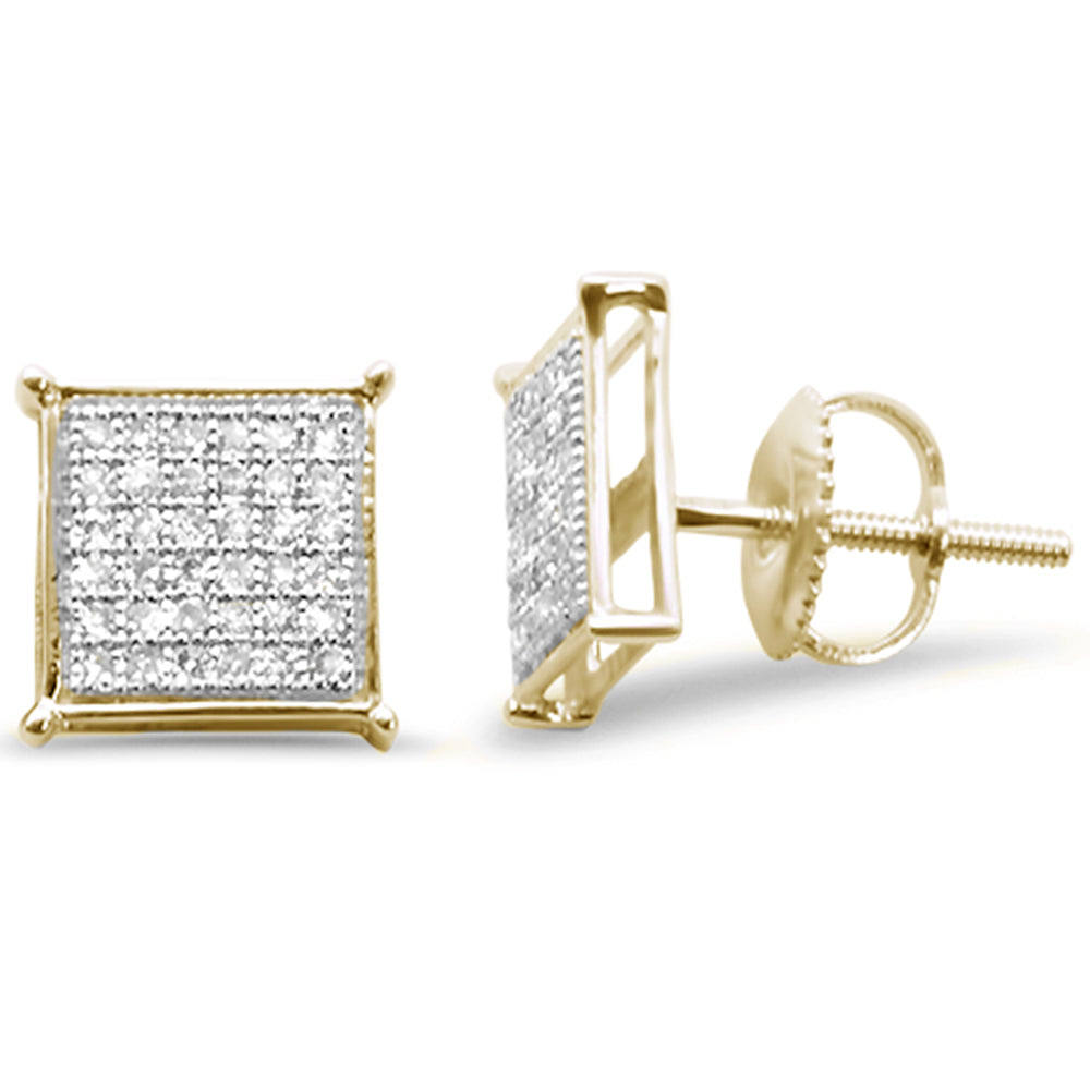 Muse Jewelry .27ct G SI 10K Yellow Gold Diamond Square Micro Pave Earrings