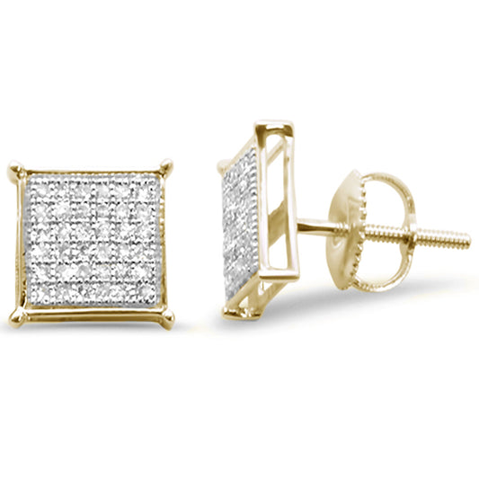 Muse Jewelry .27ct G SI 10K Yellow Gold Diamond Square Micro Pave Earrings