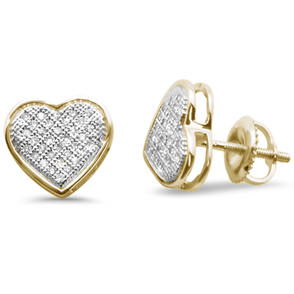 Muse Jewelry .21ct G SI 10K Yellow Gold Diamond Heart Shaped Micro Pave Earrings