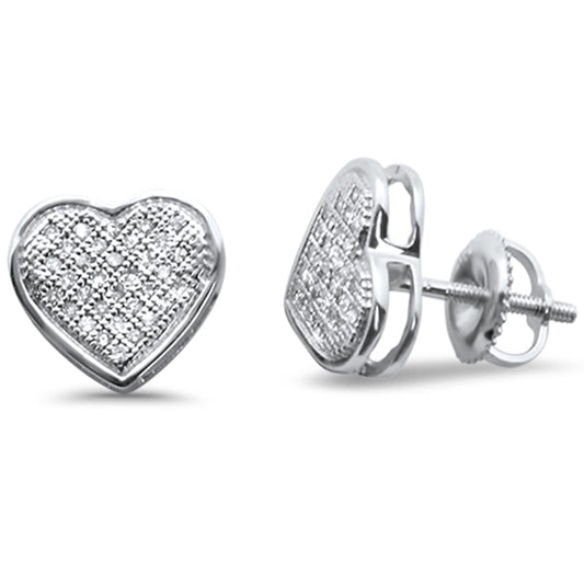 Muse Jewelry .19ct G SI 10K White Gold Diamond Heart Shaped Micro Pave Earrings