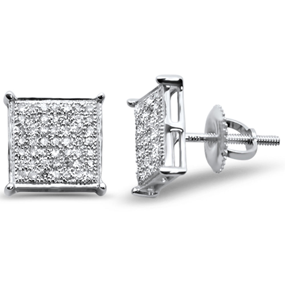 Muse Jewelry .34ct G SI 10K White Gold Diamond Square Micro Pave Earrings