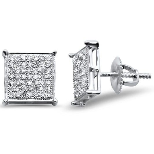 Muse Jewelry .34ct G SI 10K White Gold Diamond Square Micro Pave Earrings
