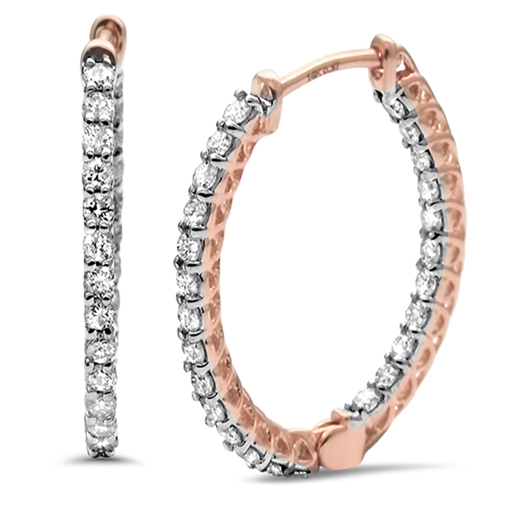 Muse Jewelry .74ct G SI 14K Rose Gold Diamond Oval Shaped Hoop Earrings