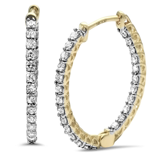 Muse Jewelry .73ct G SI 14K Yellow Gold Diamond Oval Shaped Hoop Earrings