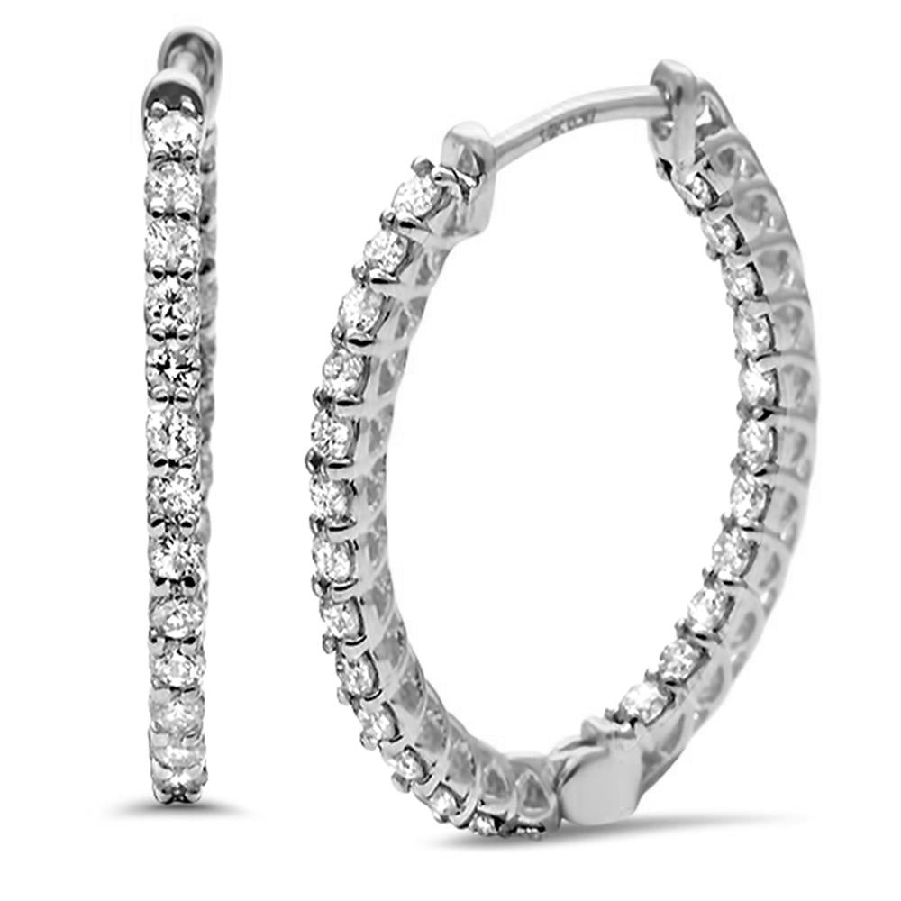 Muse Jewelry .74ct G SI 14K White Gold Diamond Oval Shaped Hoop Earrings