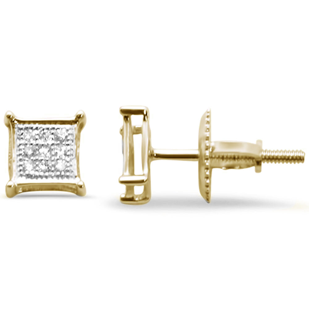 Muse Jewelry .05ct G SI 10KT Yellow Gold Diamond Square Micro Pave Stud Earrings