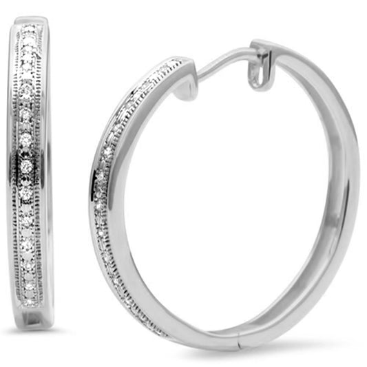 Muse Jewelry .09CT G SI 14KT White Gold Diamond Hoop Earrings