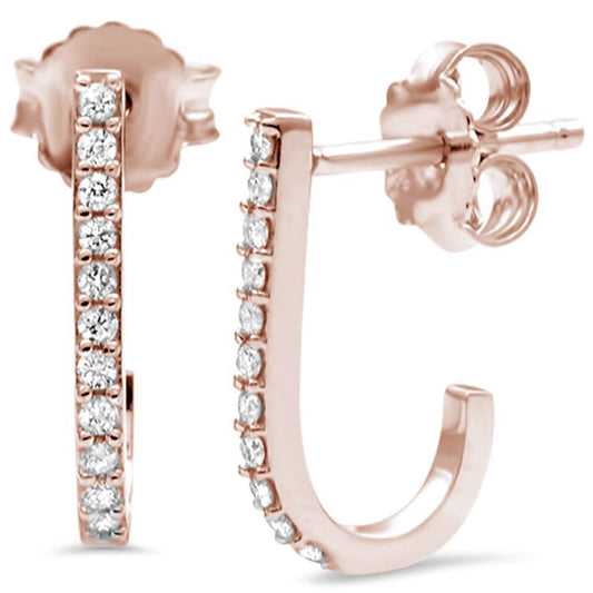 Muse Jewelry .17CT G SI 14KT Rose Gold Diamond J Hoop Earrings