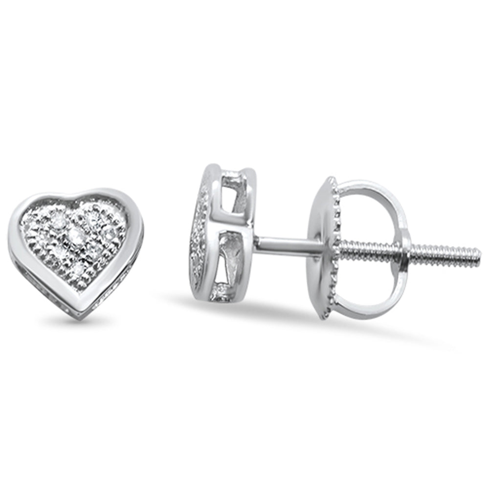 Muse Jewelry .05ct G SI 10K White Gold Diamond Heart Earrings