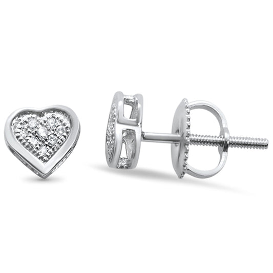 Muse Jewelry .05ct G SI 10K White Gold Diamond Heart Earrings