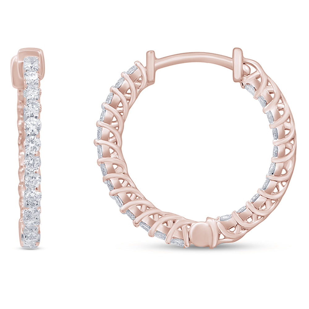 Muse Jewelry .52ct G SI 14K Rose Gold Diamond Hoop Earrings