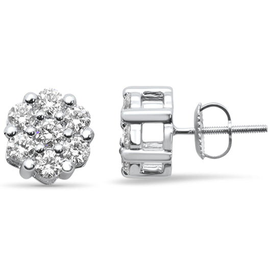 Muse Jewelry 1.99ct F SI 14K White Gold Diamond Flower Earrings