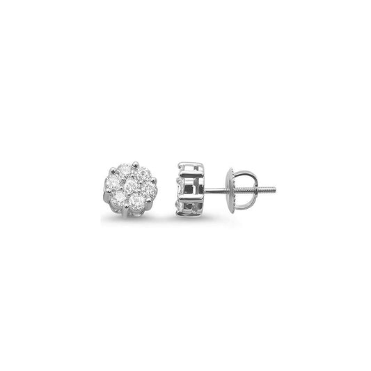 Muse Jewelry .27CT G SI 14K White Gold Diamond Flower Stud Earrings