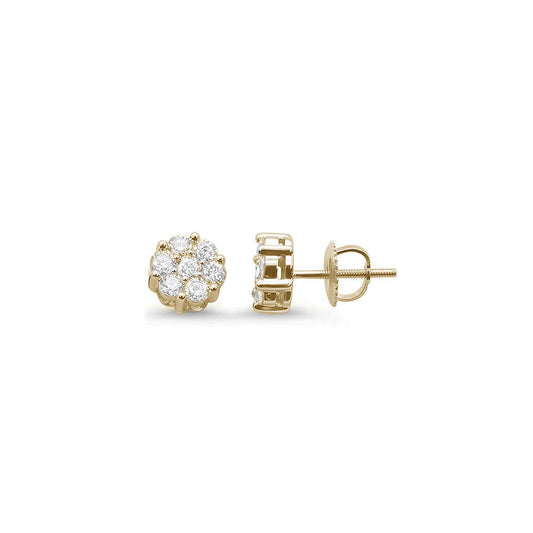 Muse Jewelry .26ct G SI 14K Yellow Gold Diamond Flower Stud Earrings