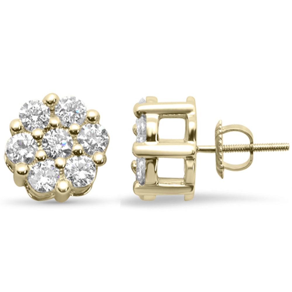 Muse Jewelry 1.53ct F SI 14K Yellow Gold Diamond Flower Earrings