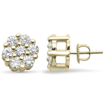 Muse Jewelry 1.50ct F SI 14K Gold Diamond Flower Earrings