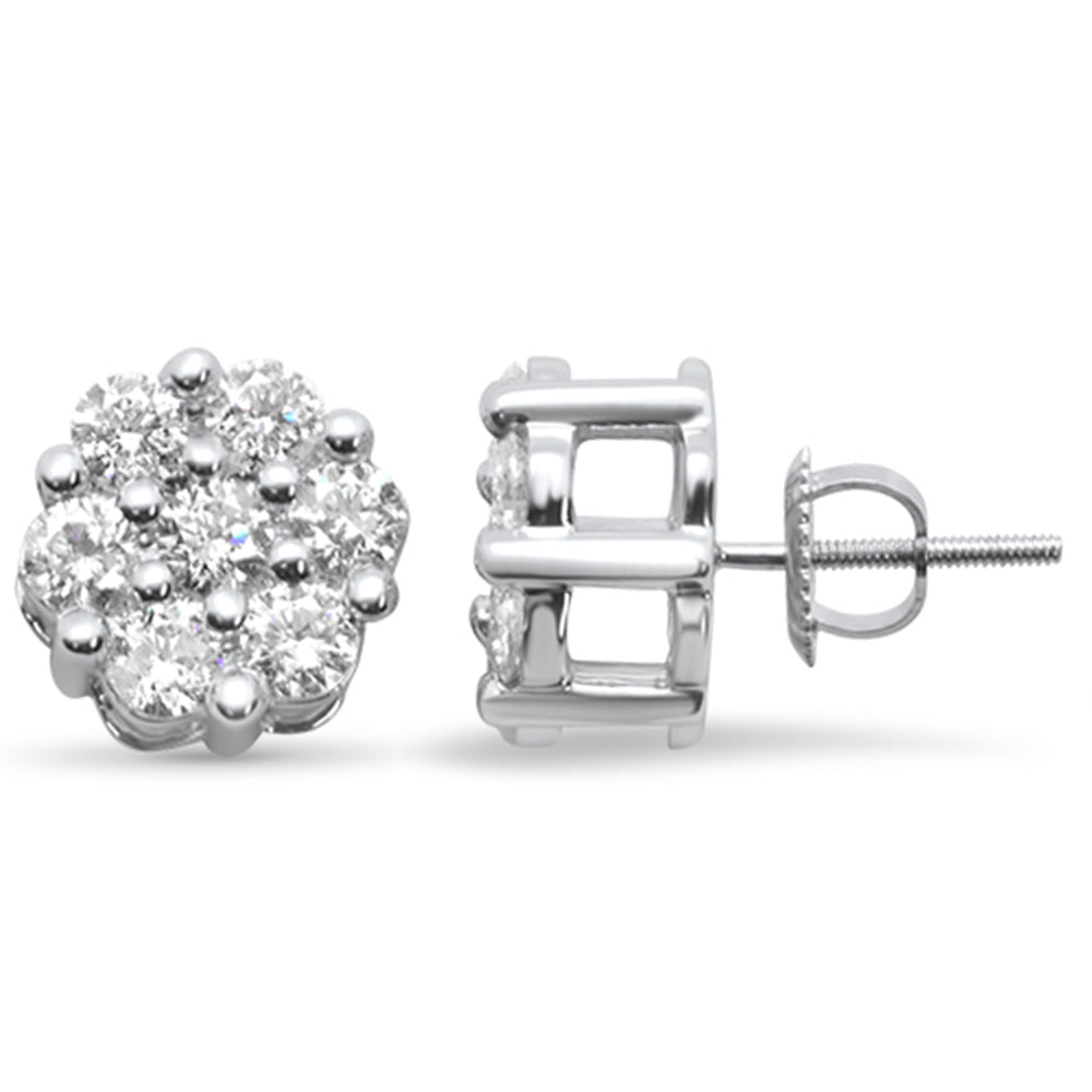 Muse Jewelry 1.47ct F SI 14K White Gold Diamond Flower Earrings