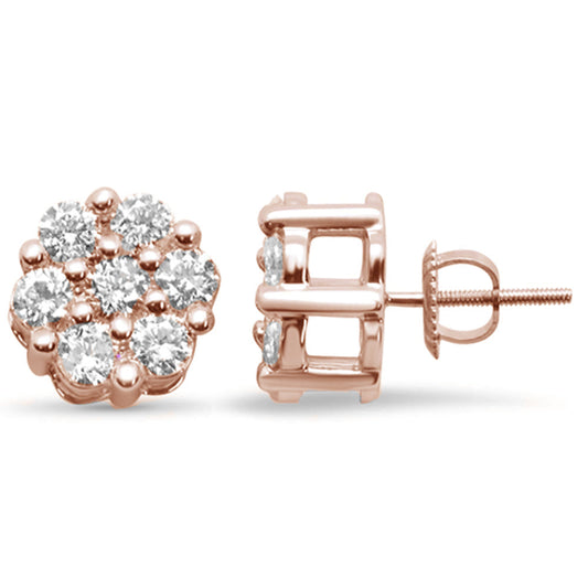 Muse Jewelry 1.55ct G SI 14K Rose Gold Diamond Flower Earrings