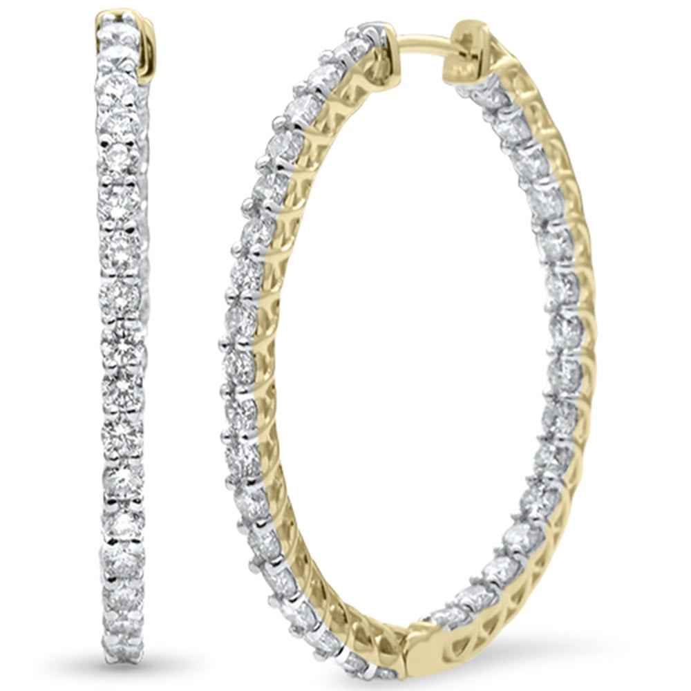 Muse Jewelry 3.00CT G SI 14K Yellow Gold Diamond Round Diamond Hoop Earrings