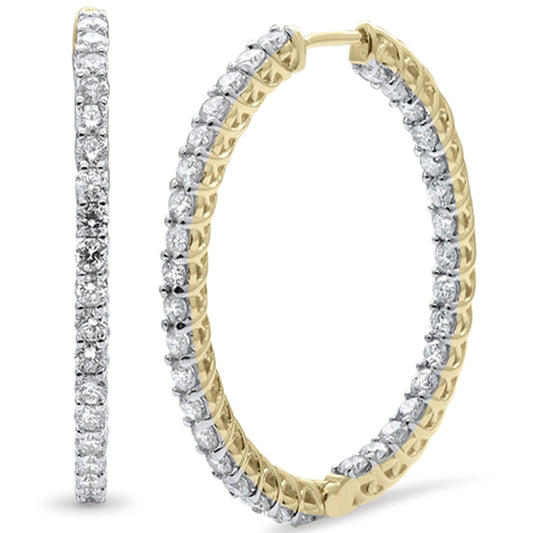 Muse Jewelry 3.97CT G SI 14K Yellow Gold Diamond Oval Diamond Hoop Earrings