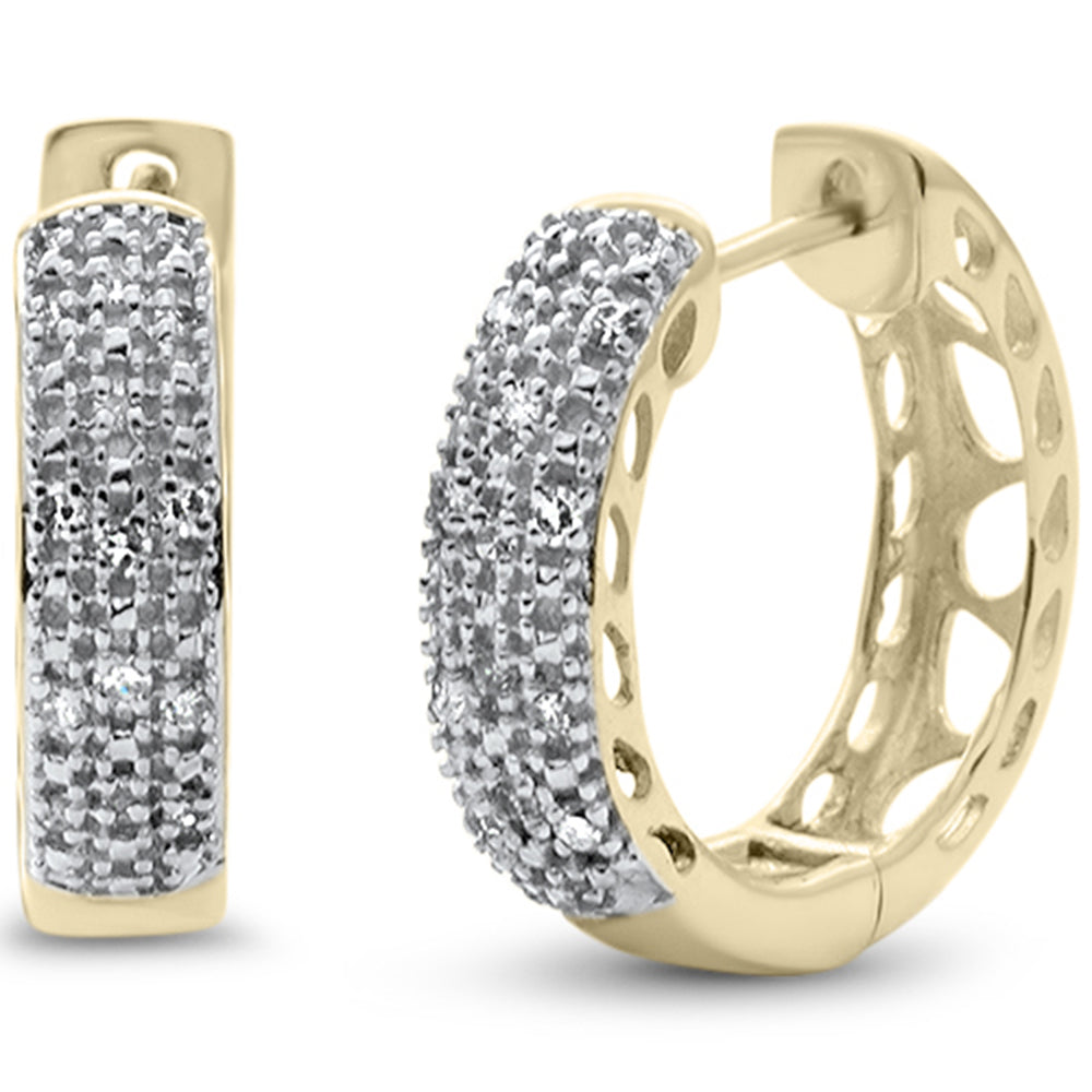 Muse Jewelry .09ct G SI 10K Yellow Gold Diamond Hoop Huggie Earrings