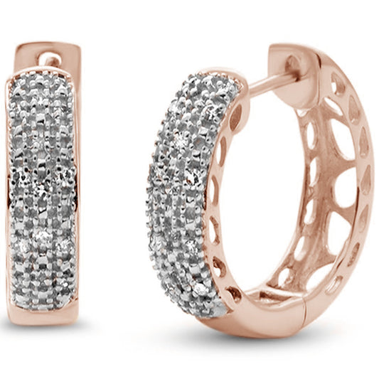 Muse Jewelry .10ct G SI 10K Rose Gold Diamond Hoop Huggie Earrings