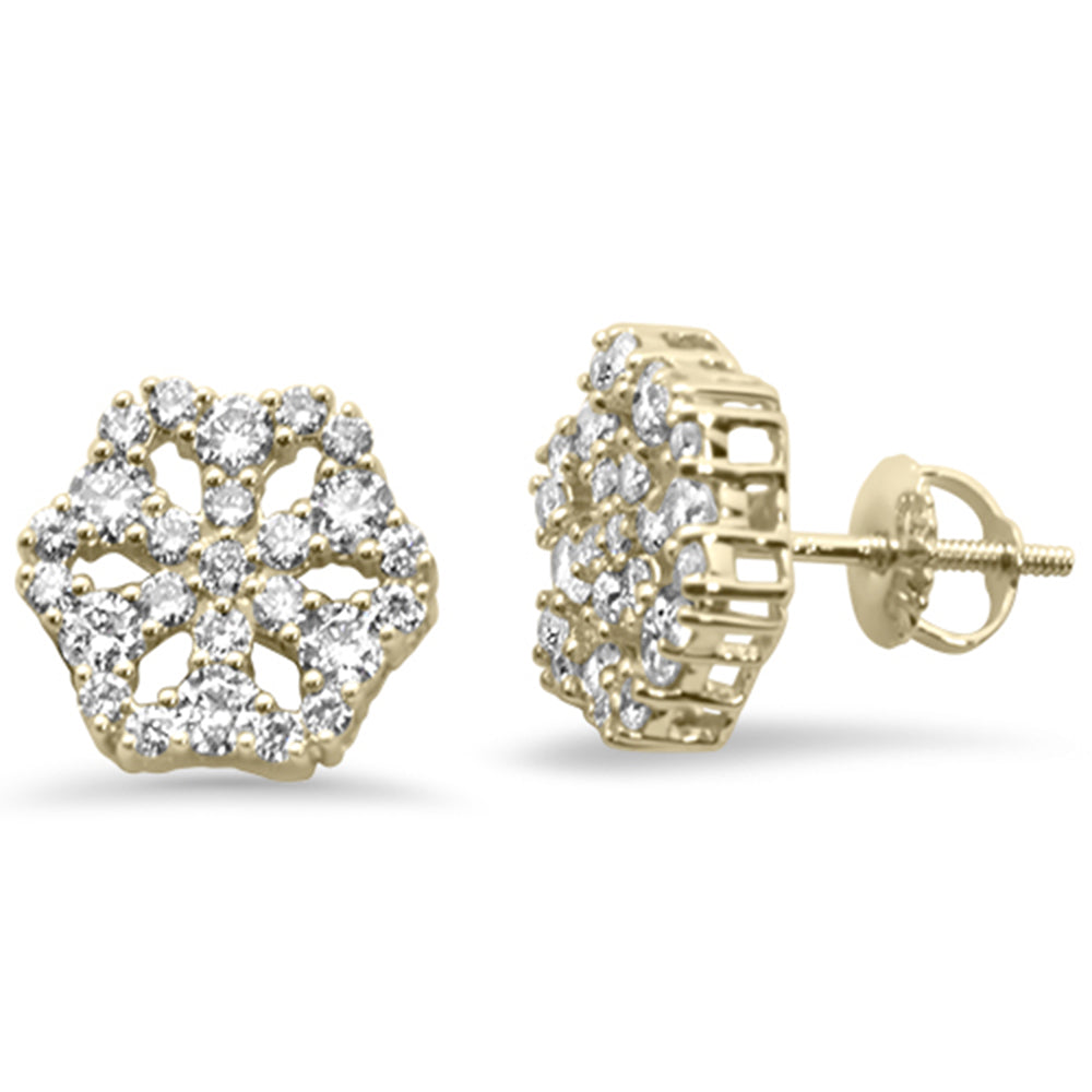 Muse Jewelry .97ct G SI 14K Yellow Gold Diamond Snowflake Cluster Stud Earrings